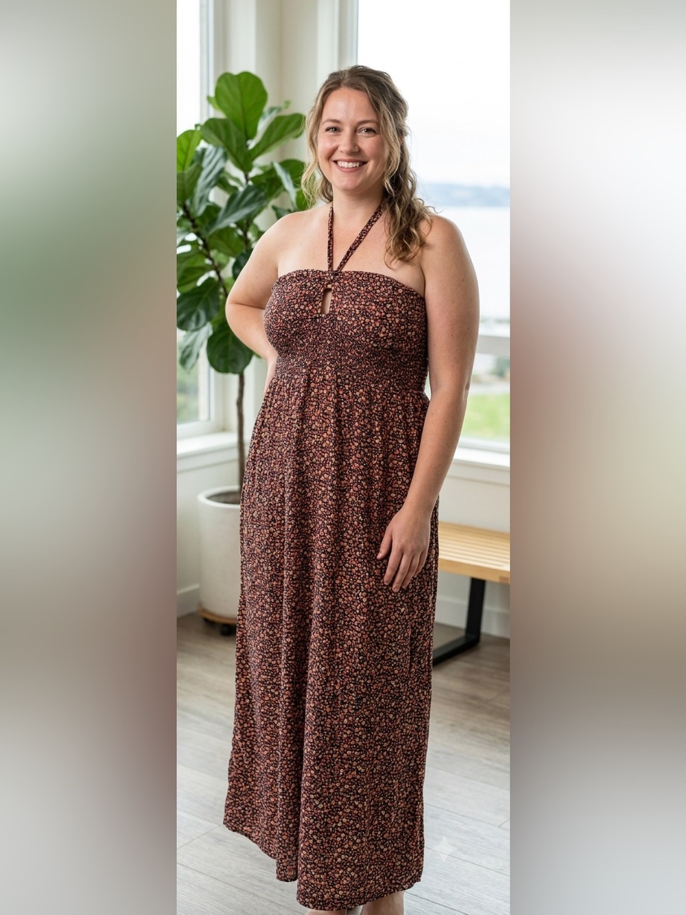 Old Navy Floral Strapless Maxi Dress with Halter Tie